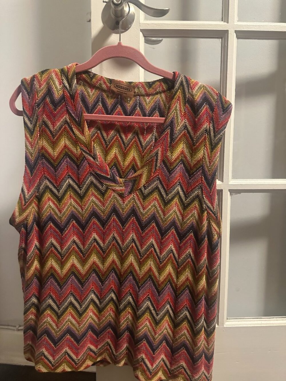 Missoni Multicolor Chevron Knit Sleeveless Top Made in Italy L/XL